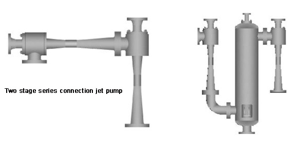 Two stage steam jet vacuum pump