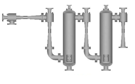 Four stage steam jet vacuum pump