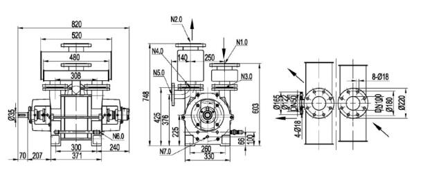 2be1 Single stage vacuum pump installation dimensions