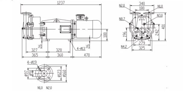 plastic vacuum pump installation dimensions