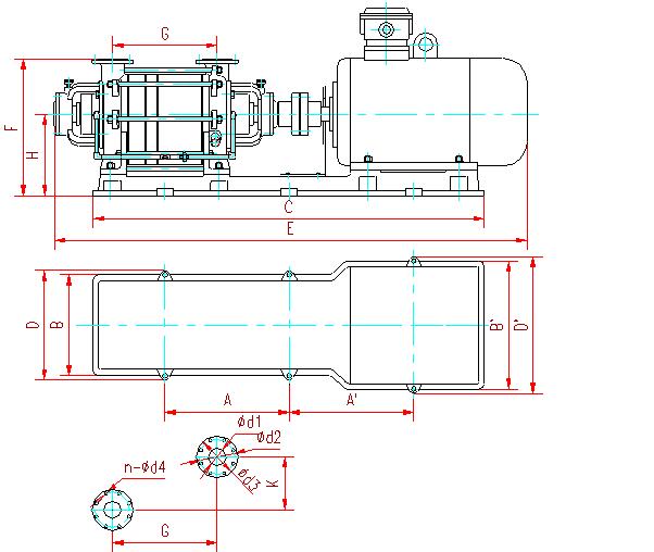 Two stage liquid ring compressor installation dimensions