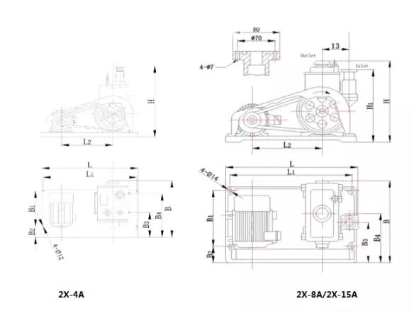 Vacuum pumps for lithium batteries installation dimension