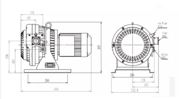 Dry Vacuum Pump price installation dimension