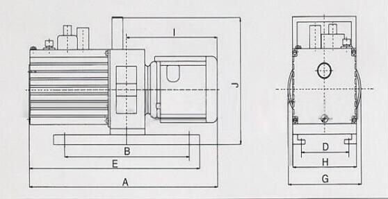 Rotary vane vacuum pump for installation dimension