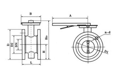 Manual flange type soft sealing butterfly valve size