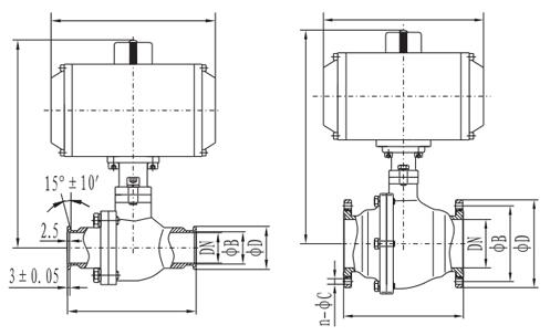 Flange ball valve size