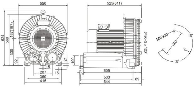 High-pressure blower size