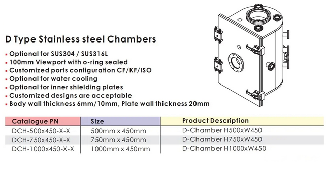 D Type Stainless steel Chambers