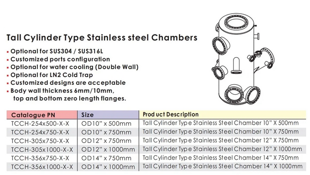 Tall Cylinder Type Stainless steel Chambers