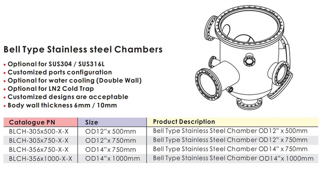 Bell Type Stainless steel Chambers
