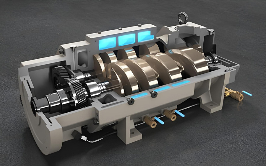 Internal structure of EVP dry screw pump Internal structure of EVP dry screw pump
